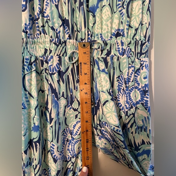 LILLY PULITZER Small Paulina Jumpsuit Sunset Swim Blue Green Tank Cropped Slim - Picture 11 of 15